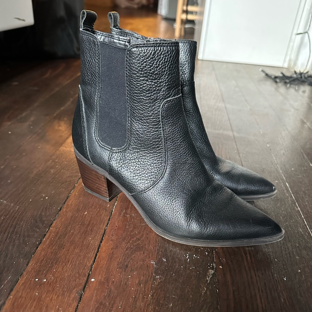 Franco Sarto Black Leather Ankle Boots